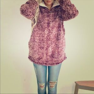 Women Sherpa Pullover Winter Fleece Fluffy Sweater